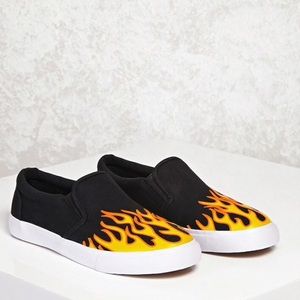 Flame Graphic Canvas Sneakers